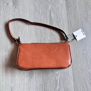 Brown Croc Skin Shoulder Bag